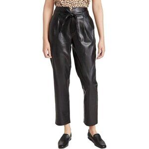 Paige Womens Melila Black Faux Leather High-Rise Paperbag Size 12